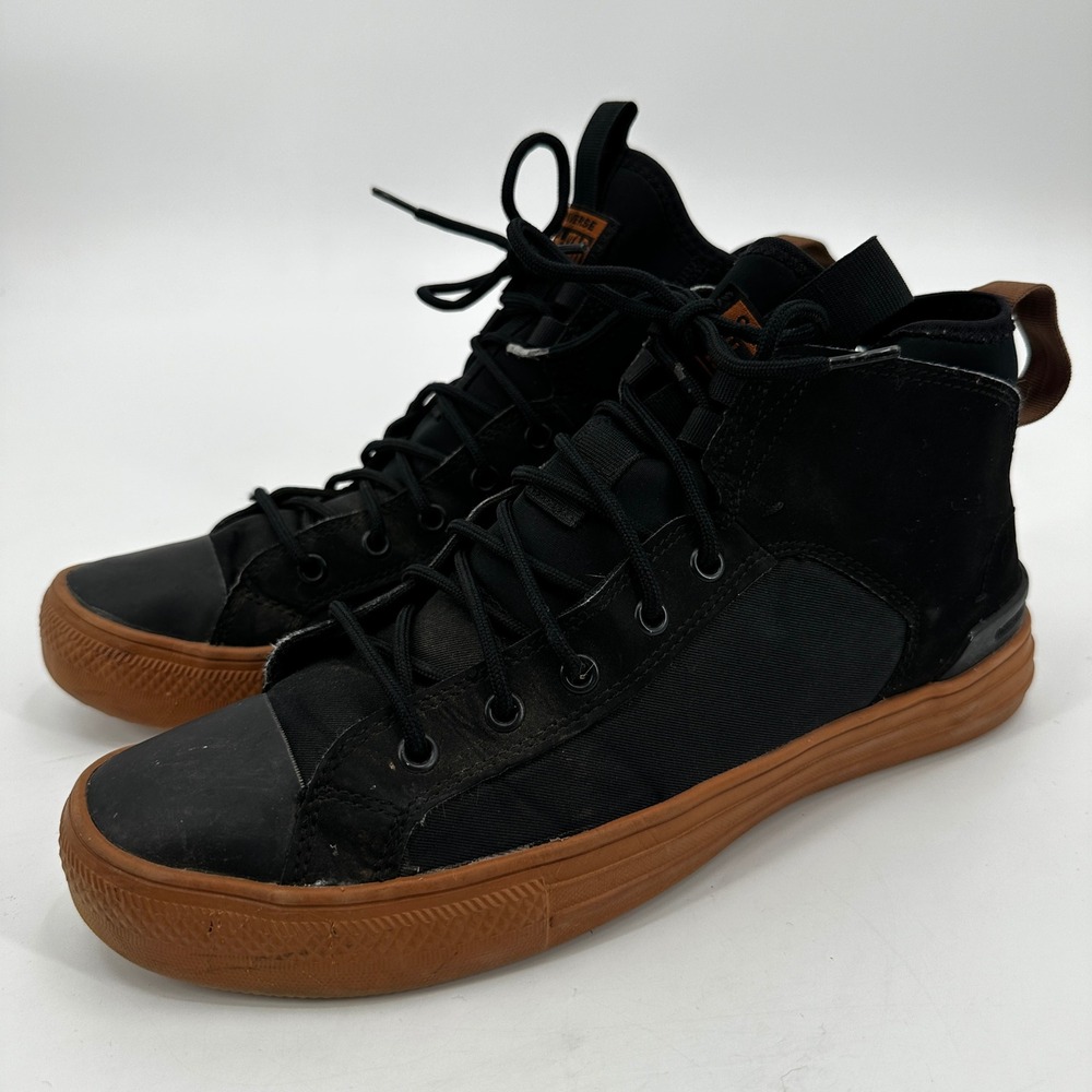 Converse Black High-Top Sneakers with Brown Gum Sole